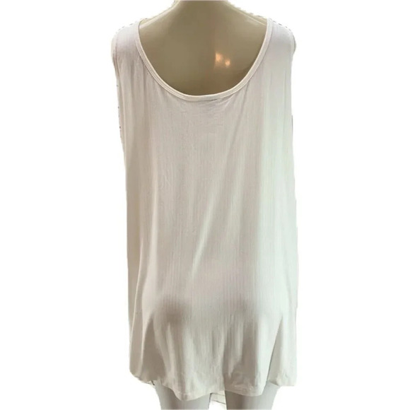 Torrid +5 Eggshell Semi-Sheer Scoop Neckline Ribbed Rayon Knit Tank Top - Picture 3 of 6